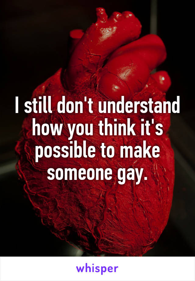 I still don't understand how you think it's possible to make someone gay.