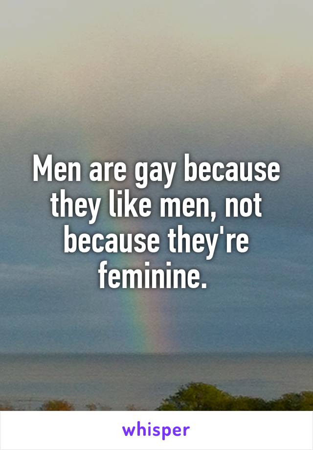 Men are gay because they like men, not because they're feminine. 