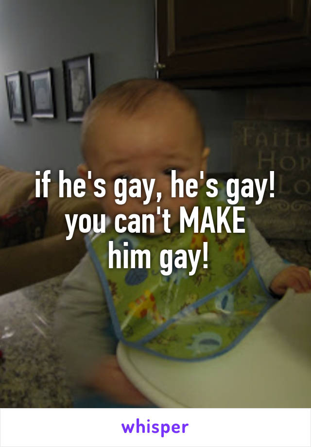 if he's gay, he's gay! you can't MAKE
 him gay!