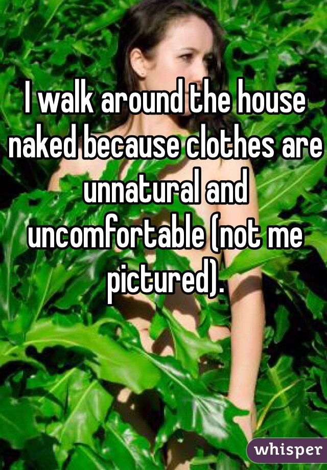 I walk around the house naked because clothes are unnatural and uncomfortable (not me pictured).