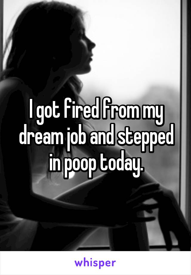 I got fired from my dream job and stepped in poop today.