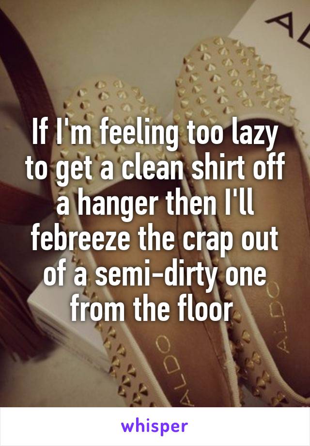 If I'm feeling too lazy to get a clean shirt off a hanger then I'll febreeze the crap out of a semi-dirty one from the floor 