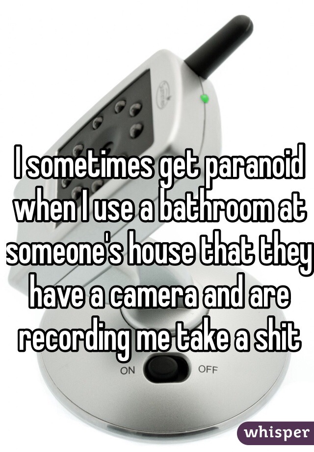 I sometimes get paranoid when I use a bathroom at someone's house that they have a camera and are recording me take a shit