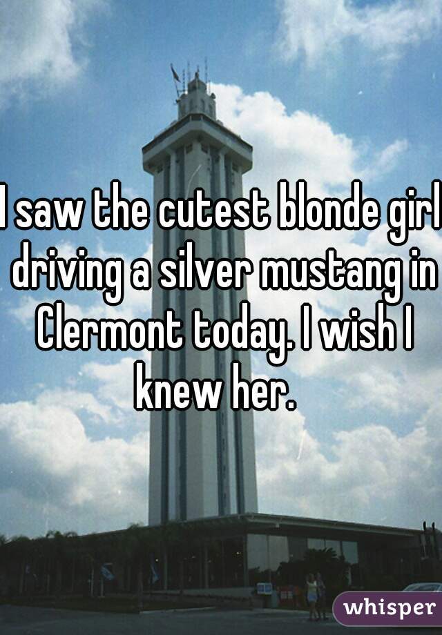 I saw the cutest blonde girl driving a silver mustang in Clermont today. I wish I knew her.  
