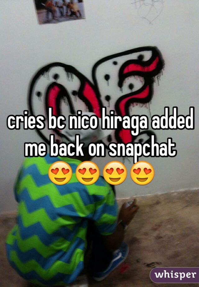 cries bc nico hiraga added me back on snapchat       😍😍😍😍