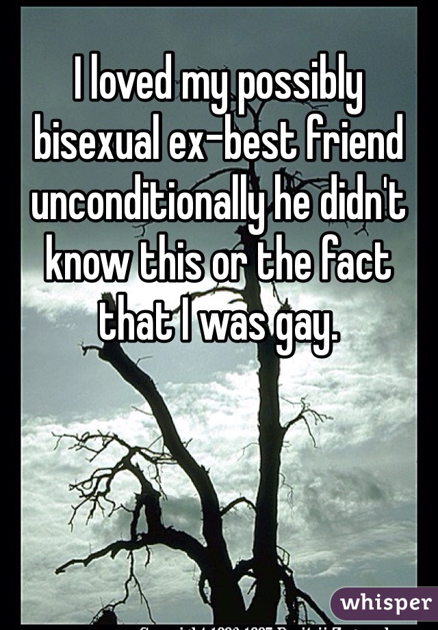 I loved my possibly bisexual ex-best friend unconditionally he didn't know this or the fact that I was gay.
