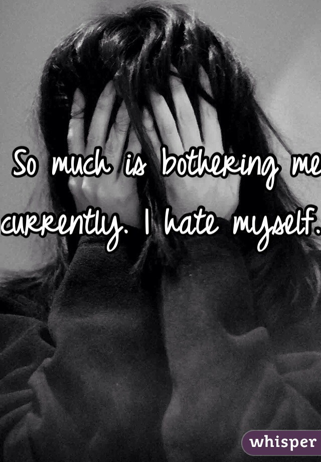 So much is bothering me currently. I hate myself. 