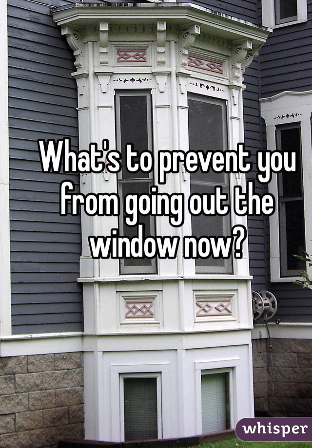 What's to prevent you from going out the window now?