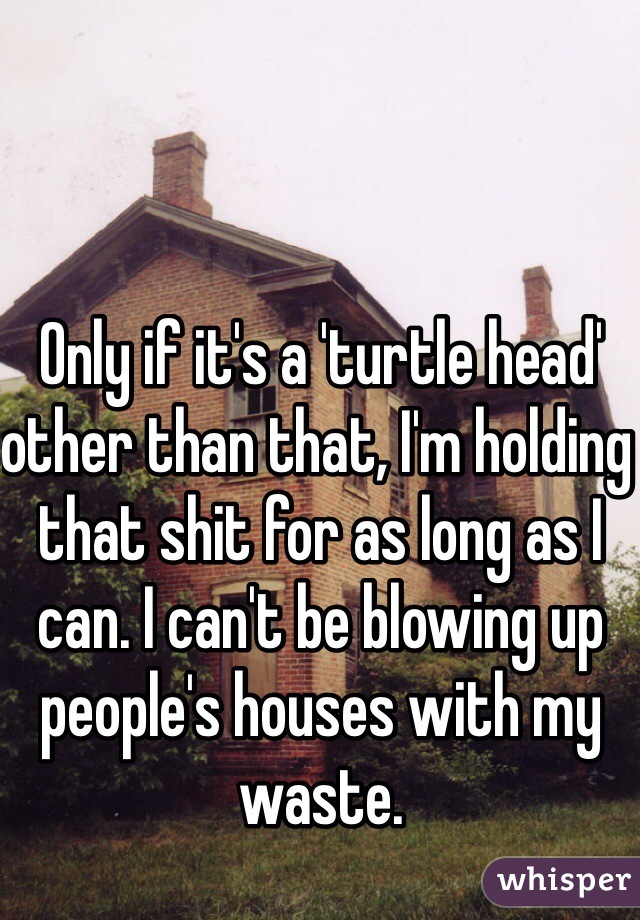 Only if it's a 'turtle head' other than that, I'm holding that shit for as long as I can. I can't be blowing up people's houses with my waste.