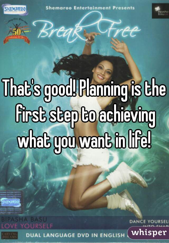 That's good! Planning is the first step to achieving what you want in life! 