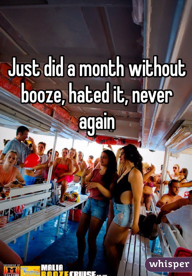 Just did a month without booze, hated it, never again