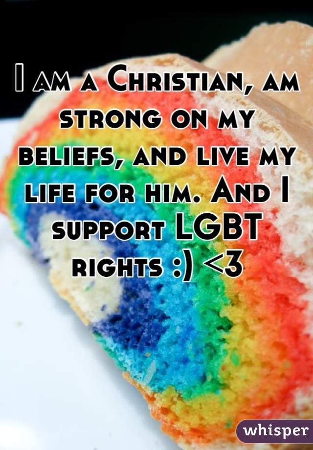 I am a Christian, am strong on my beliefs, and live my life for him. And I support LGBT rights :) <3