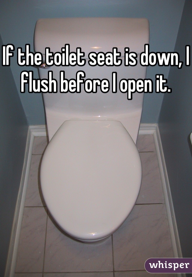 If the toilet seat is down, I flush before I open it.