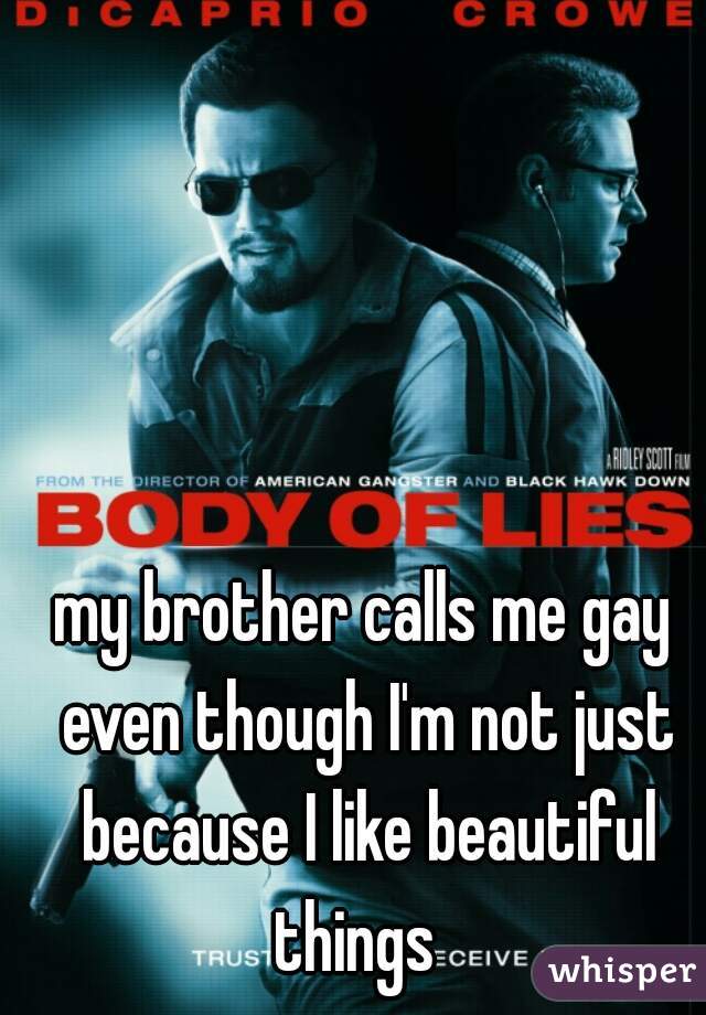my brother calls me gay even though I'm not just because I like beautiful things  
