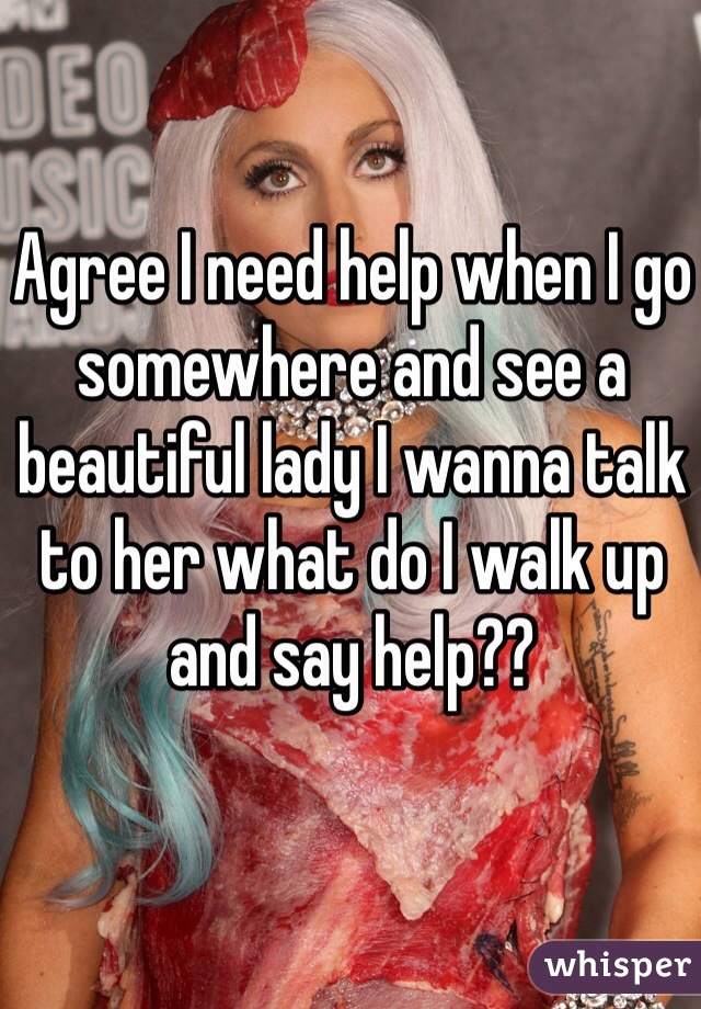 Agree I need help when I go somewhere and see a beautiful lady I wanna talk to her what do I walk up and say help??