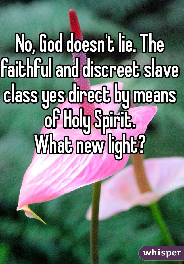 No, God doesn't lie. The faithful and discreet slave class yes direct by means of Holy Spirit. 
What new light?