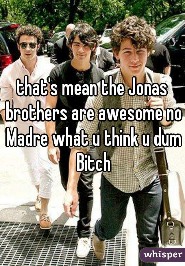 that's mean the Jonas brothers are awesome no Madre what u think u dum Bitch