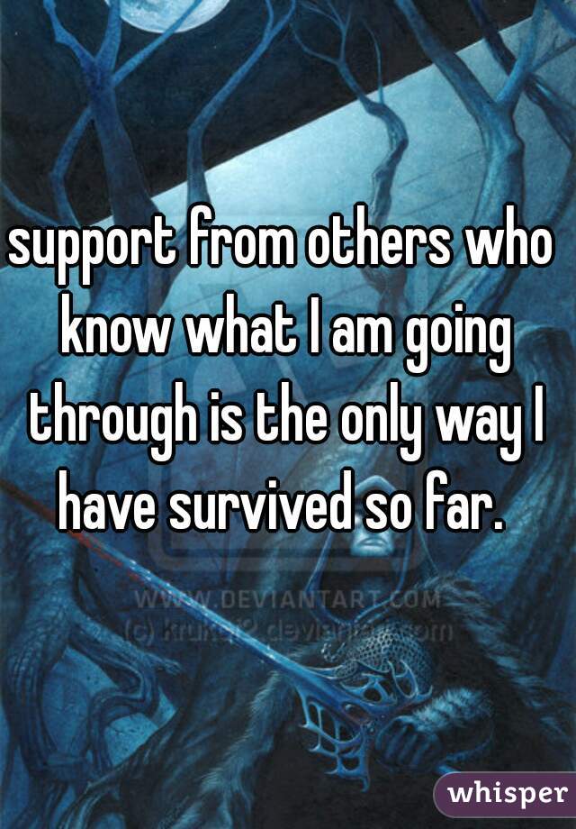 support from others who know what I am going through is the only way I have survived so far. 