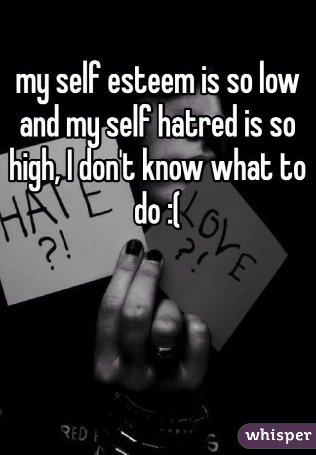 my self esteem is so low and my self hatred is so high, I don't know what to do :( 