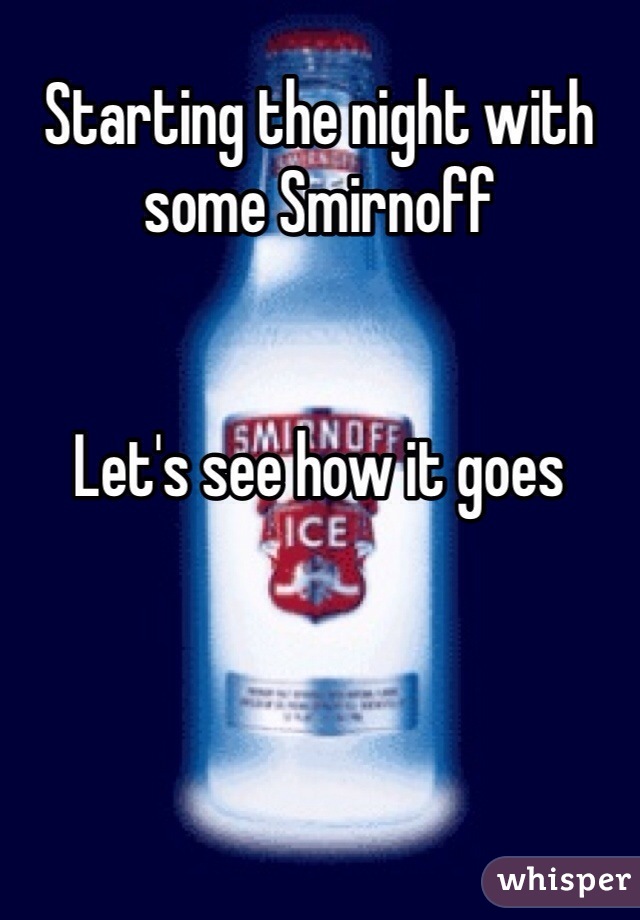 Starting the night with some Smirnoff 


Let's see how it goes 