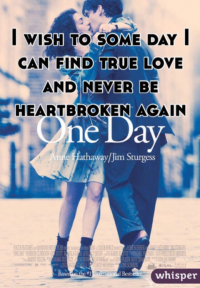 I wish to some day I can find true love and never be heartbroken again 