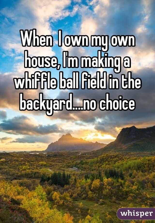 When  I own my own house, I'm making a whiffle ball field in the backyard....no choice