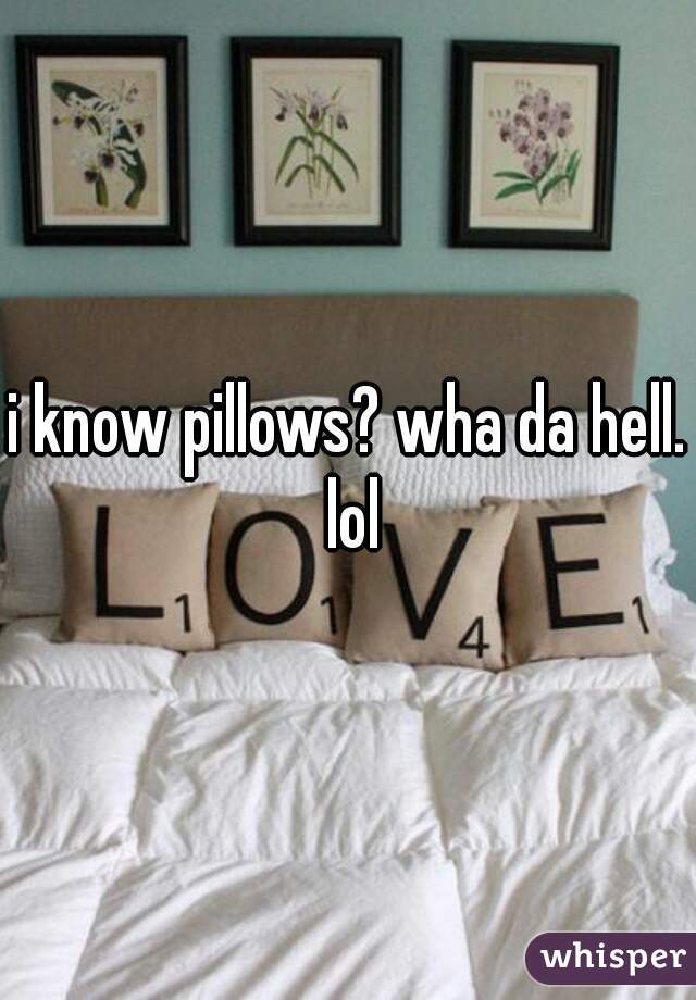 i know pillows? wha da hell. lol