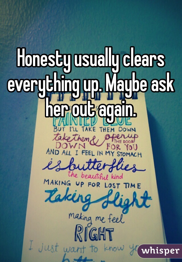 Honesty usually clears everything up. Maybe ask her out again. 
