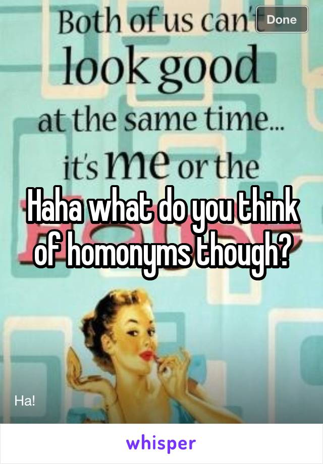 Haha what do you think of homonyms though?