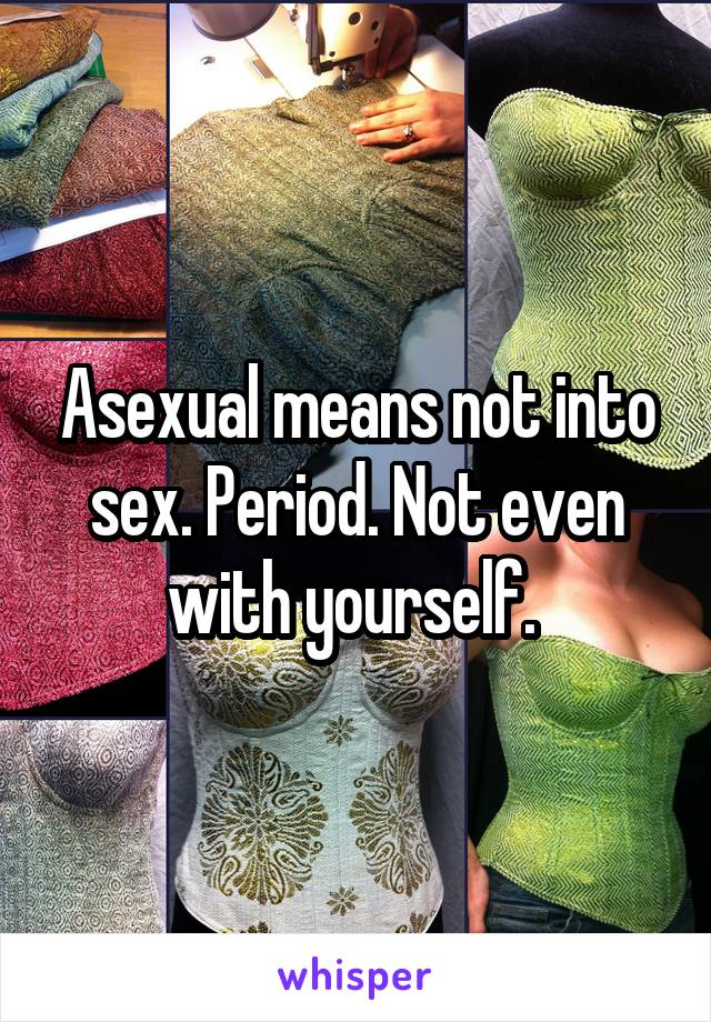 Asexual means not into sex. Period. Not even with yourself. 