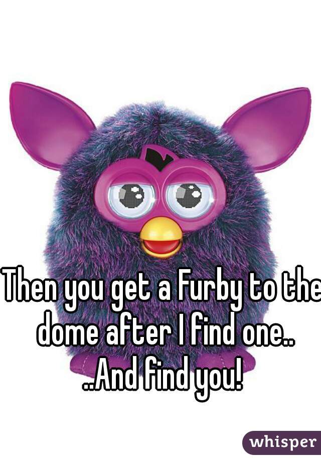 Then you get a Furby to the dome after I find one..

..And find you!