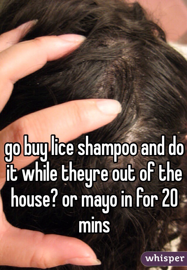 go buy lice shampoo and do it while theyre out of the house? or mayo in for 20 mins