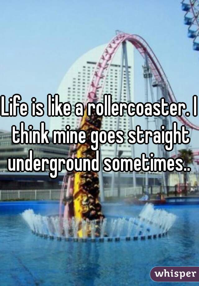 Life is like a rollercoaster. I think mine goes straight underground sometimes.. 