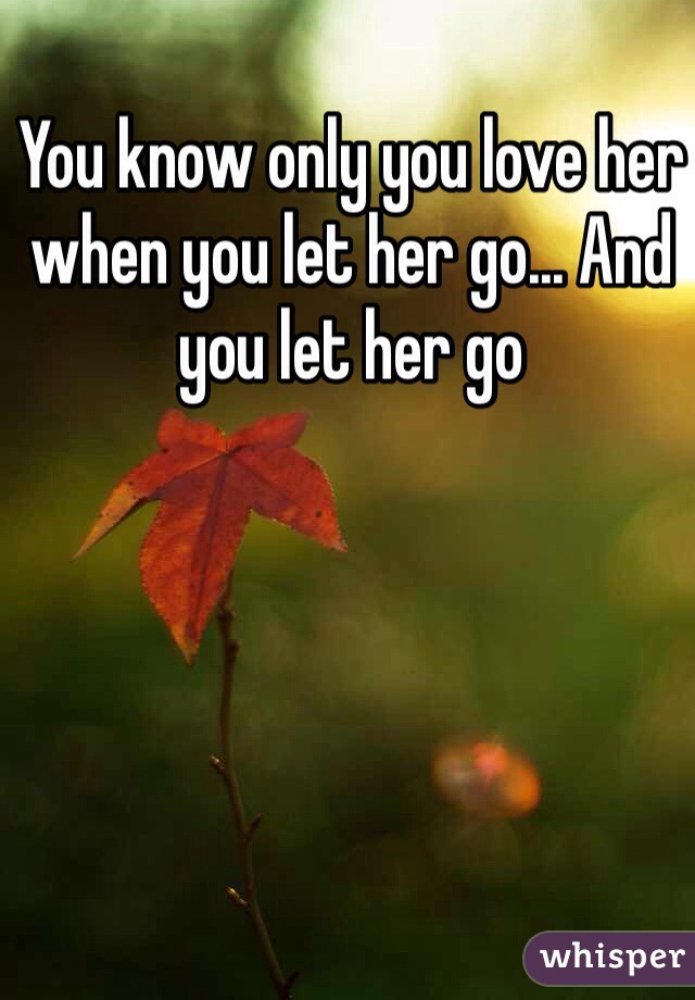 You know only you love her when you let her go... And you let her go 