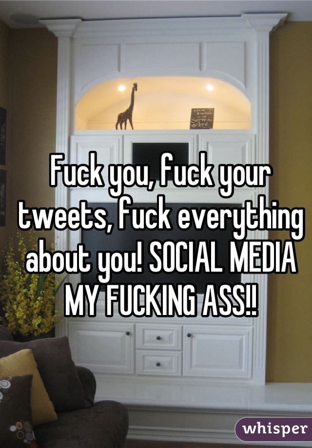 Fuck you, fuck your tweets, fuck everything about you! SOCIAL MEDIA MY FUCKING ASS!!