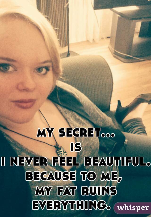 my secret... is 
i never feel beautiful. 
because to me, 
my fat ruins everything.   