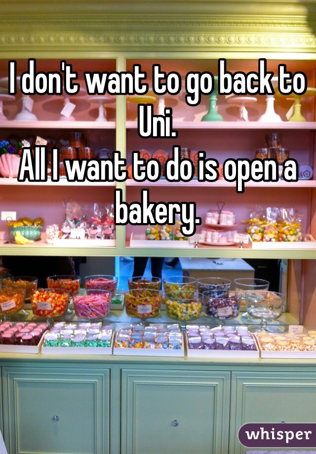 I don't want to go back to Uni.
All I want to do is open a bakery.