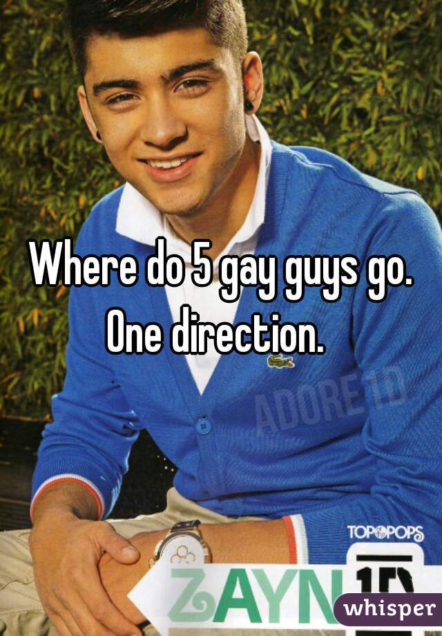 Where do 5 gay guys go. One direction.  