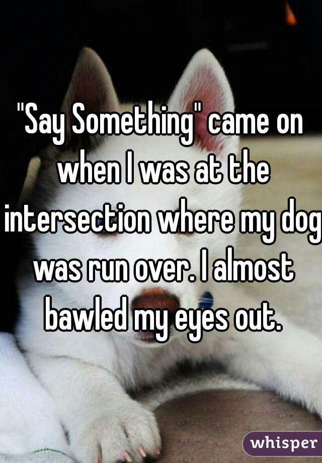 "Say Something" came on when I was at the intersection where my dog was run over. I almost bawled my eyes out.
