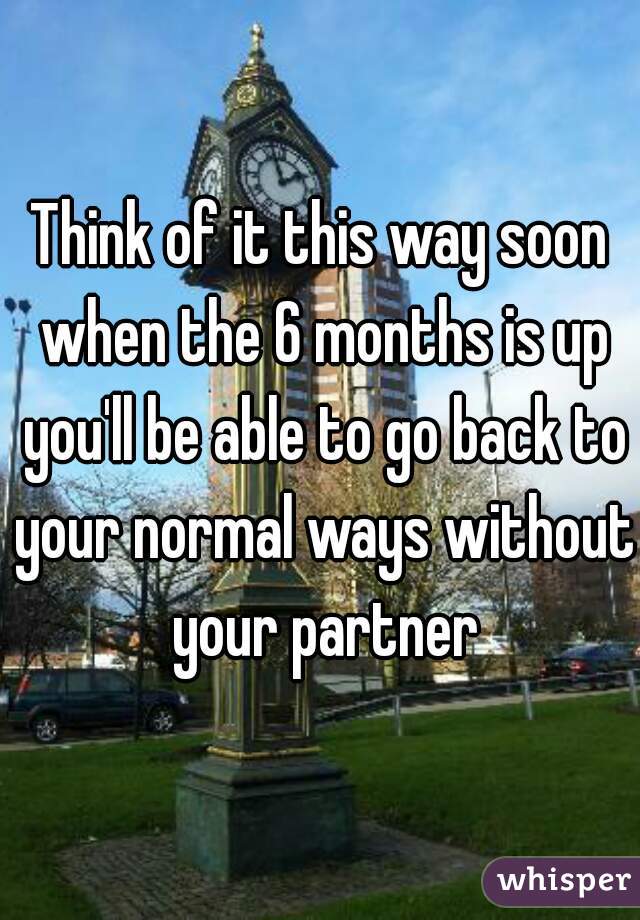 Think of it this way soon when the 6 months is up you'll be able to go back to your normal ways without your partner