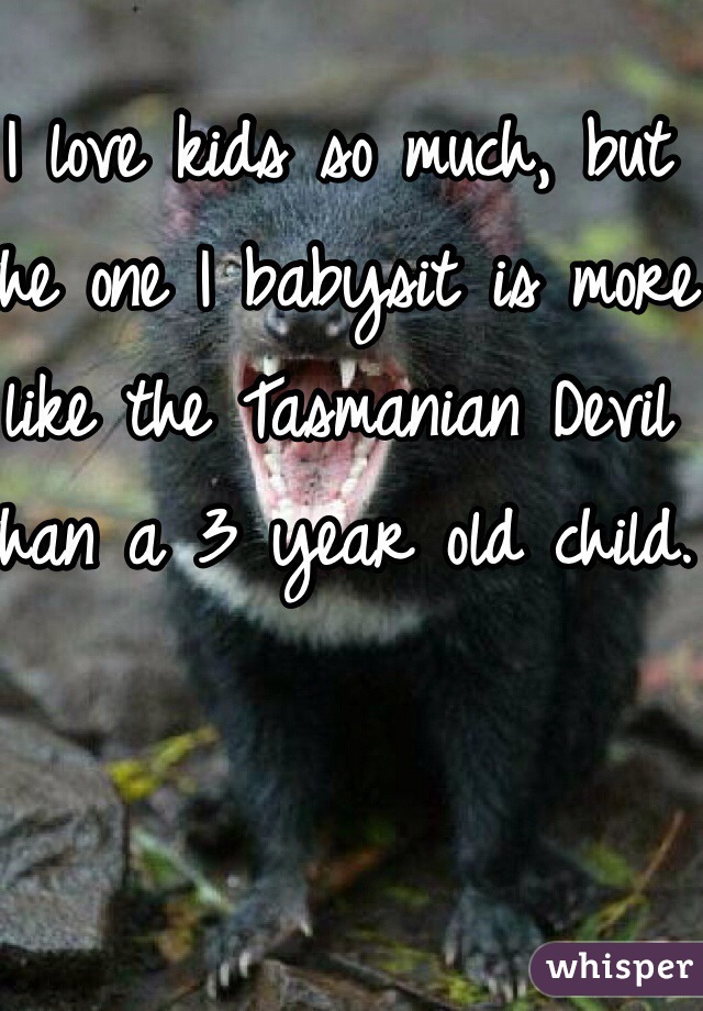 I love kids so much, but the one I babysit is more like the Tasmanian Devil than a 3 year old child. 