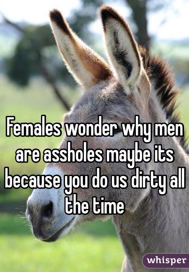 Females wonder why men are assholes maybe its because you do us dirty all the time