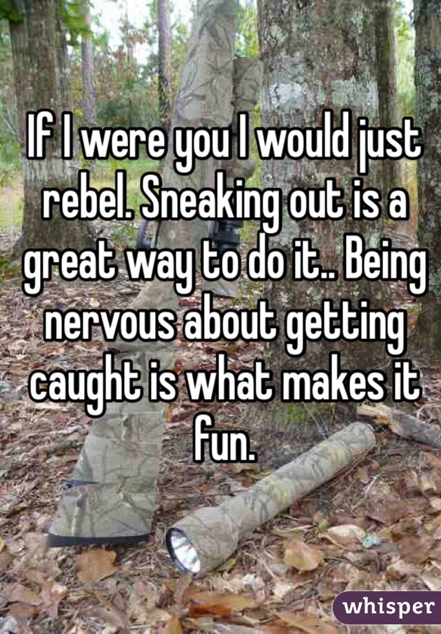If I were you I would just rebel. Sneaking out is a great way to do it.. Being nervous about getting caught is what makes it fun.