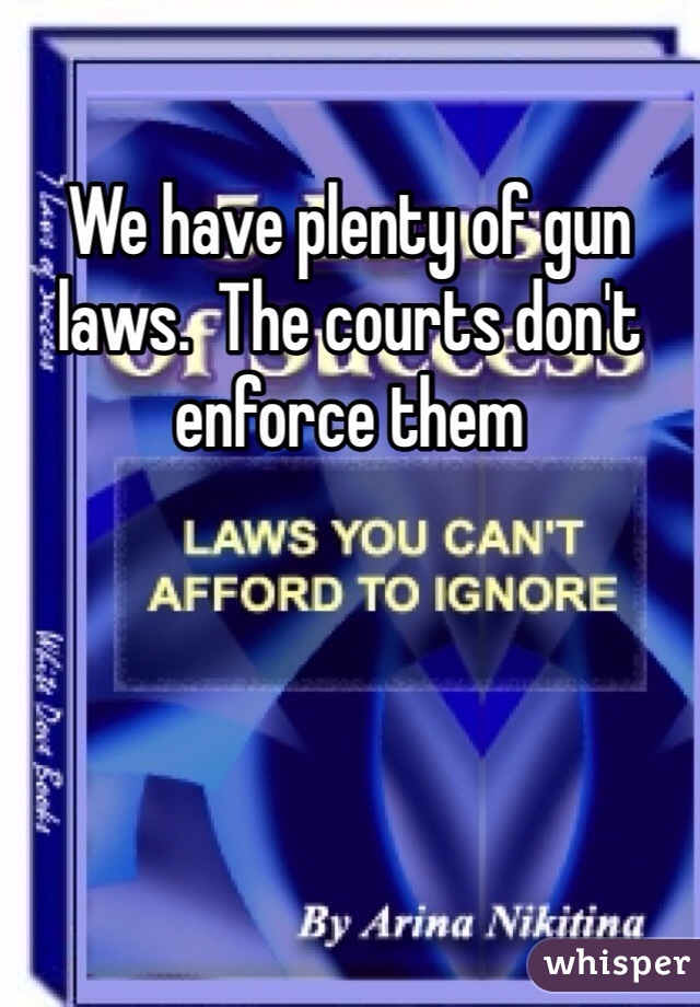 We have plenty of gun laws.  The courts don't enforce them
