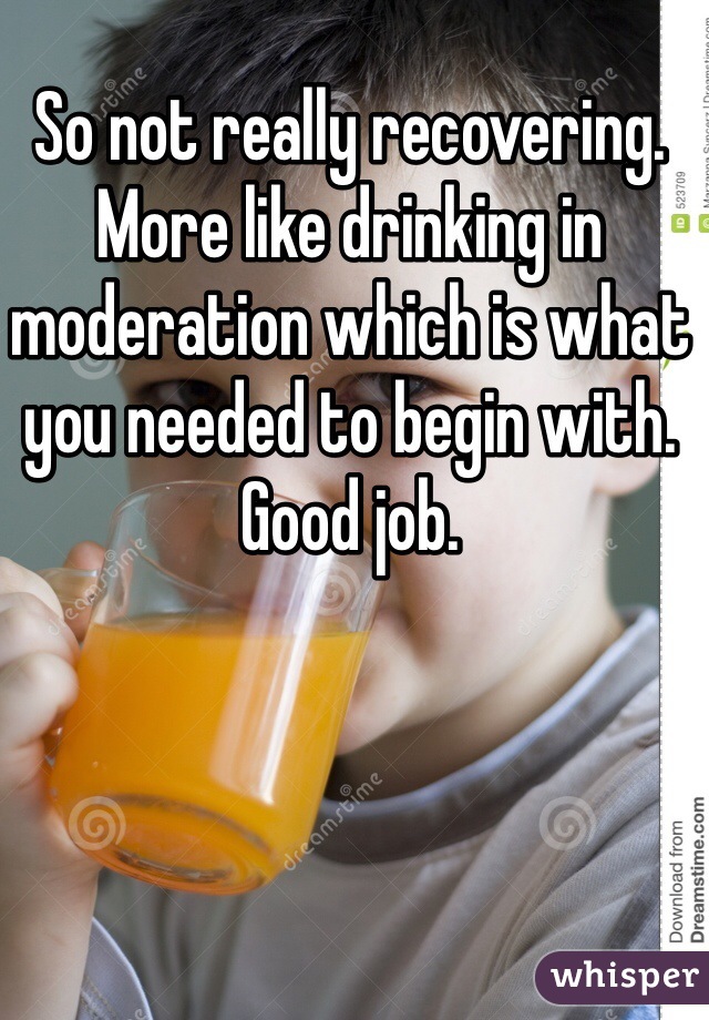 So not really recovering. More like drinking in moderation which is what you needed to begin with. Good job. 