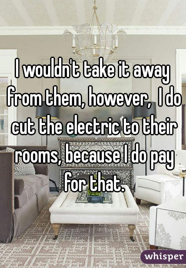 I wouldn't take it away from them, however,  I do cut the electric to their rooms, because I do pay for that.