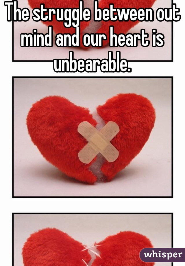 The struggle between out mind and our heart is unbearable. 