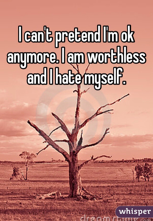 I can't pretend I'm ok anymore. I am worthless and I hate myself.