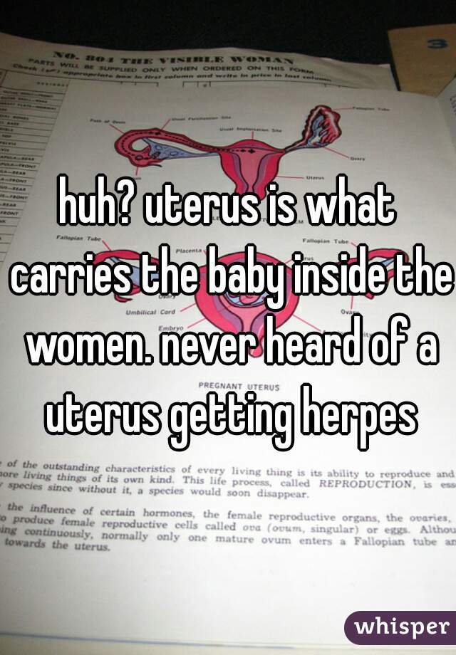 huh? uterus is what carries the baby inside the women. never heard of a uterus getting herpes