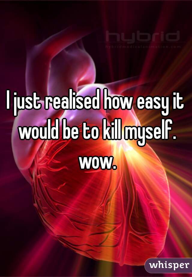 I just realised how easy it would be to kill myself. wow.